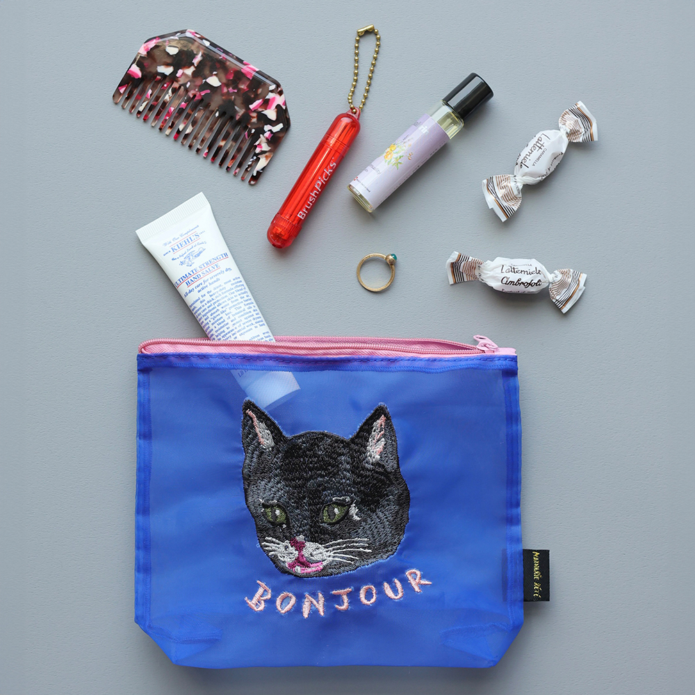 Nathalie Lete Organdy Pouch Gray cat | 8000000works | エイト